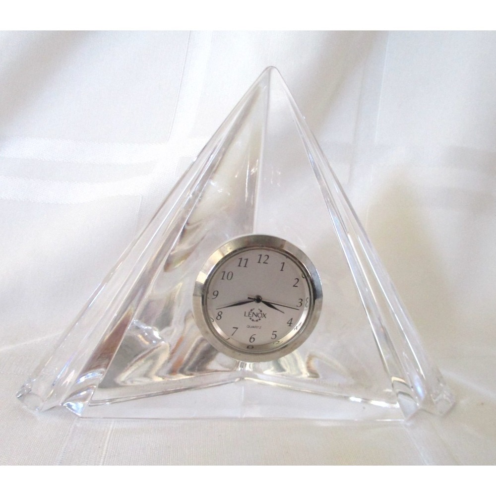 VINTAGE Lenox Crystal Ovations Trinity Crystal Desk Clock, WORKING, EX CONITION